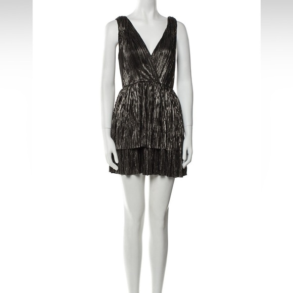 Sabina Musayev Alma Mini Dress In Black Metallic. Pre-Owned. No Belt Included. - Picture 4 of 13